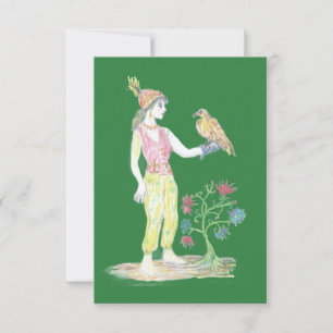 A coloured-pencil drawing of a woman thank you card