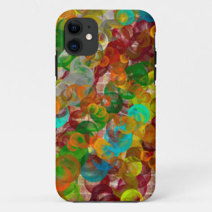 A Colourful Abstract Brick and Bubbles Modern  iPhone 11 Case