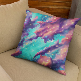 A Colourful Abstract Image with Stars in the Sky Throw Pillow