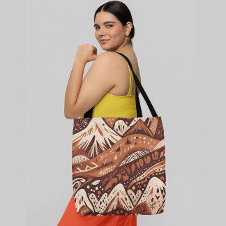 A colourful abstract landscape mountains hills tote bag