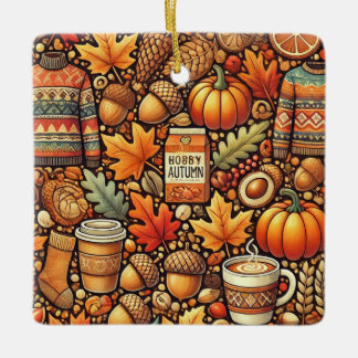 A colourful and pretty fall expression ceramic ornament