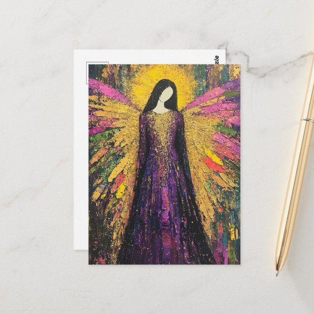 A Colourful Angel Postcard (Front/Back In Situ)