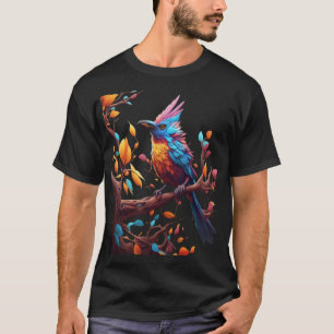 A colourful bird a tree branch. Vector art  T-Shirt