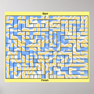 A colourful blue and yellow maze. poster