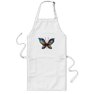 A colourful butterfly with galaxy-like wings is de long apron