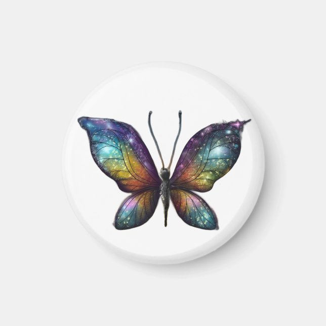 A colourful butterfly with galaxy-like wings is de magnet (Front)