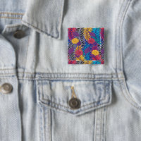 a colourful flower and leaves pattern on a blue ba