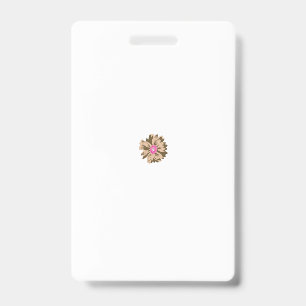 A colourful flower illustration featuring a unique badge