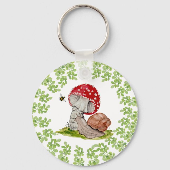 A colourful forest fly and a snail keychain (Front)