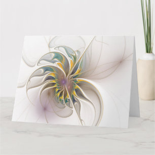 A colourful fractal ornament. Abstract Flower art Card