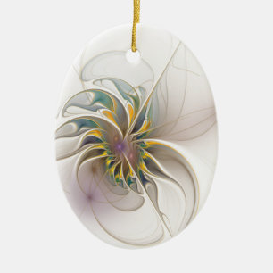 A colourful fractal ornament. Abstract Flower art Ceramic Ornament