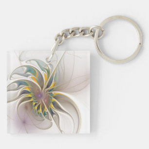 A colourful fractal ornament. Abstract Flower art Keychain