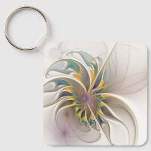 A colourful fractal ornament. Abstract Flower art Keychain