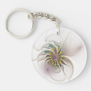A colourful fractal ornament. Abstract Flower art Keychain