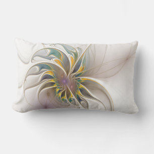 A colourful fractal ornament. Abstract Flower art Lumbar Pillow