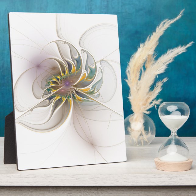 A colourful fractal ornament. Abstract Flower art Plaque (Side)