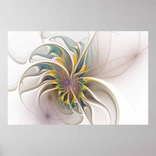 A colourful fractal ornament. Abstract Flower art  Poster (Front)