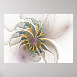 A colourful fractal ornament. Abstract Flower art Poster