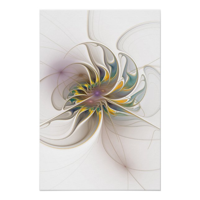 A colourful fractal ornament. Abstract Flower art  Poster (Front)