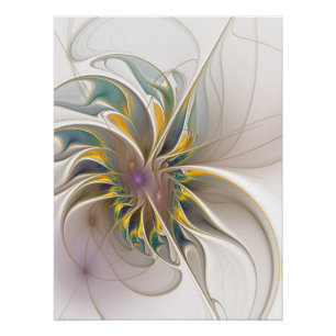 A colourful fractal ornament. Abstract Flower art Poster