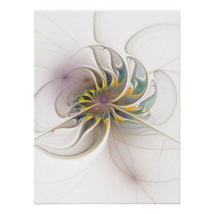 A colourful fractal ornament. Abstract Flower art Poster