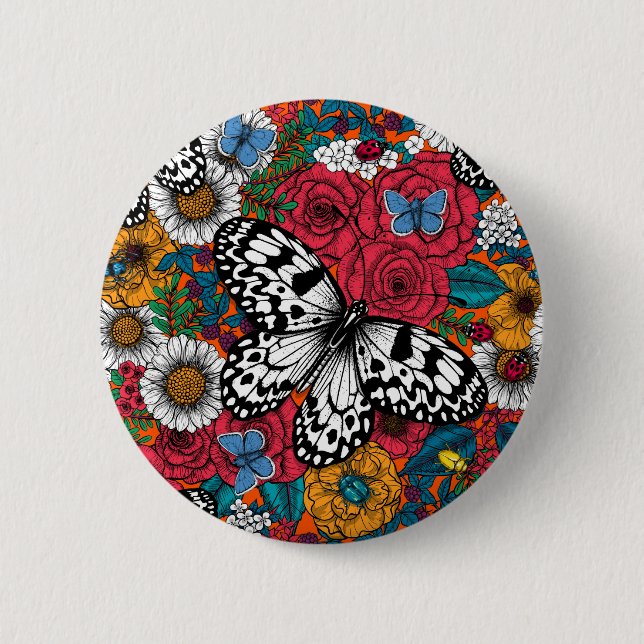 A colourful garden 2 inch round button (Front)
