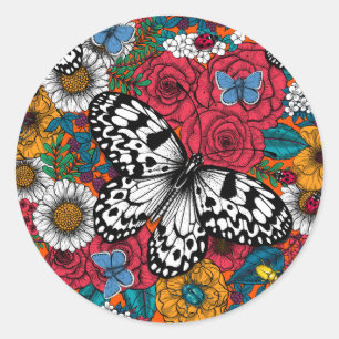 A colourful garden classic round sticker