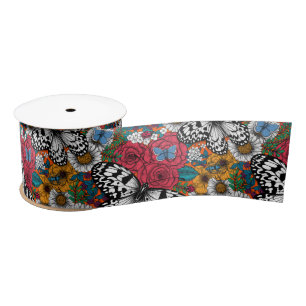 A colourful garden satin ribbon