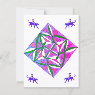 A colourful geometric pattern postcard
