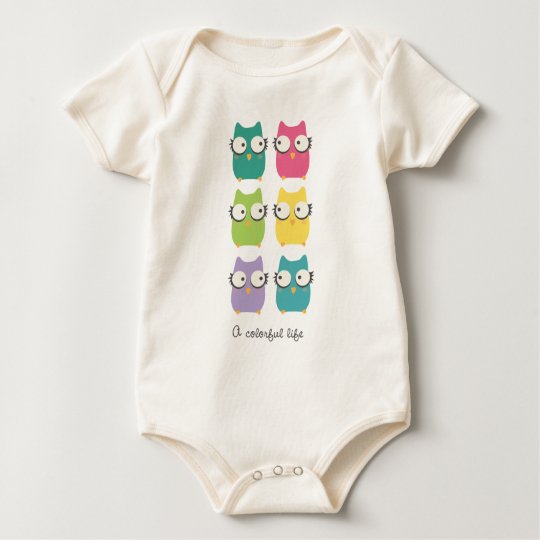 A Colourful Life (owls) for baby Baby Bodysuit