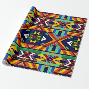 A colourful Ndabele style South african Pattern Wrapping Paper