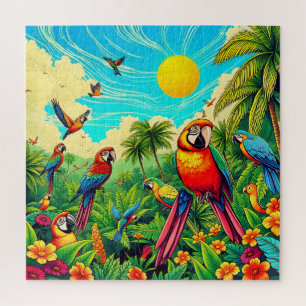 A colourful parrots jigsaw puzzle