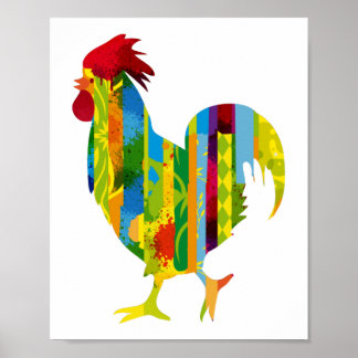 A colourful rooster poster