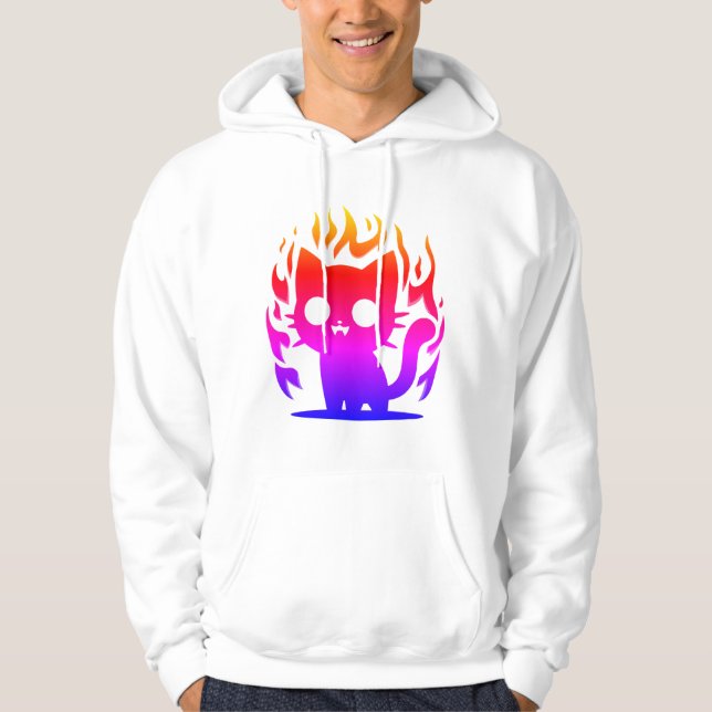 a colourful silhouette cat meme hoodie (Front)