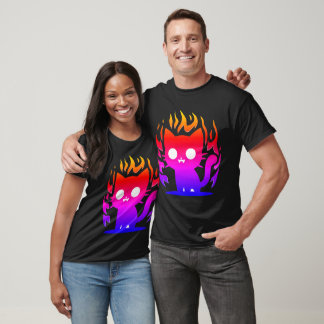 a colourful silhouette cat meme T-Shirt