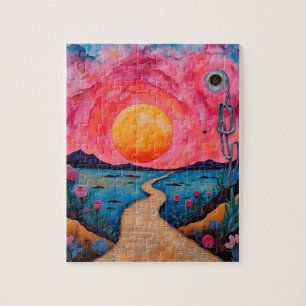 A Colourful Surreal Landscape Mixed Media Jigsaw Puzzle