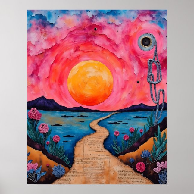 A Colourful Surreal Landscape Mixed Media Poster (Front)