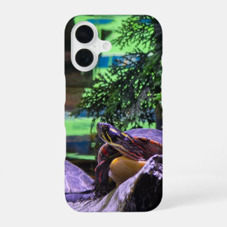 a colourful turtle surrounded by lush green trees iPhone 16 case