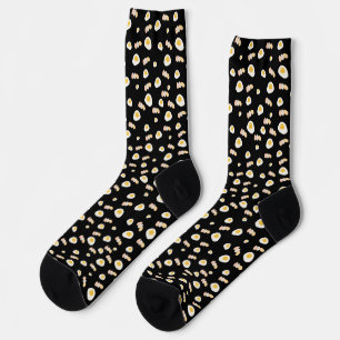 A combination of cute fried eggs and egg patterns socks