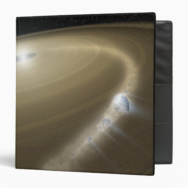 A comet being torn to shreds around a dead star binder (Front/Inside)