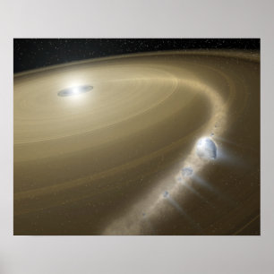 A comet being torn to shreds around a dead star poster