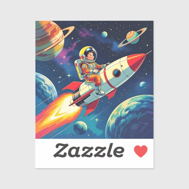 A Comic Book style Boy on a Rocket in Space (Sheet)