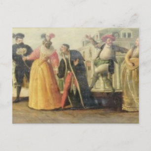 A Commedia Dell'Arte Troupe Before a Renaissance T Postcard