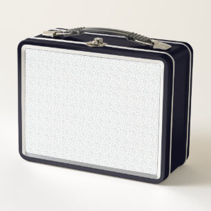 A completely white, featureless surface fills the  metal lunch box