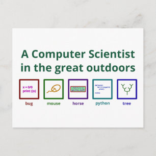 A computer scientist in the great outdoors postcard