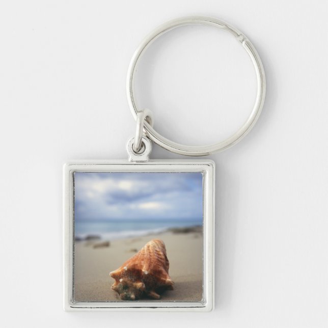 A Conch Shell On The Beach | St. Croix, Usvi Keychain (Front)