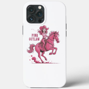 A confident cowgirl riding a spirited horse iPhone 13 pro max case