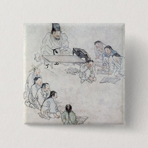 A Confucian Classroom (Sodang) (colour print) 2 Inch Square Button