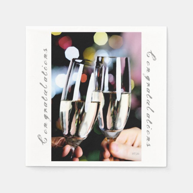 A Congratulations Champagne Glass Toast Napkin (Front)