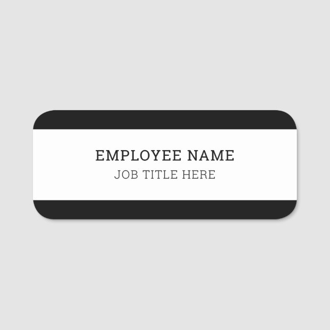 A Convenient Way To Identify Yourself: Black White Name Tag (Front)